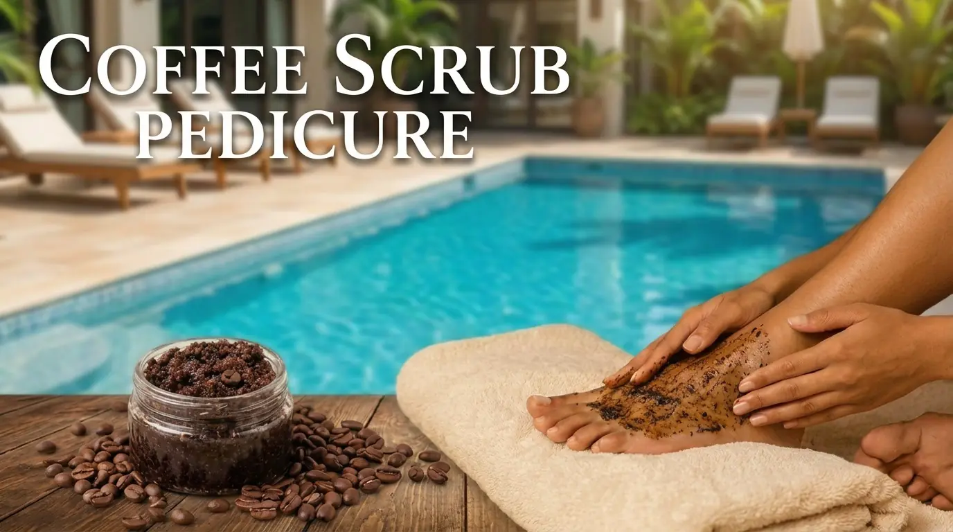 Coffee scrub pedicure for tired, swollen feet