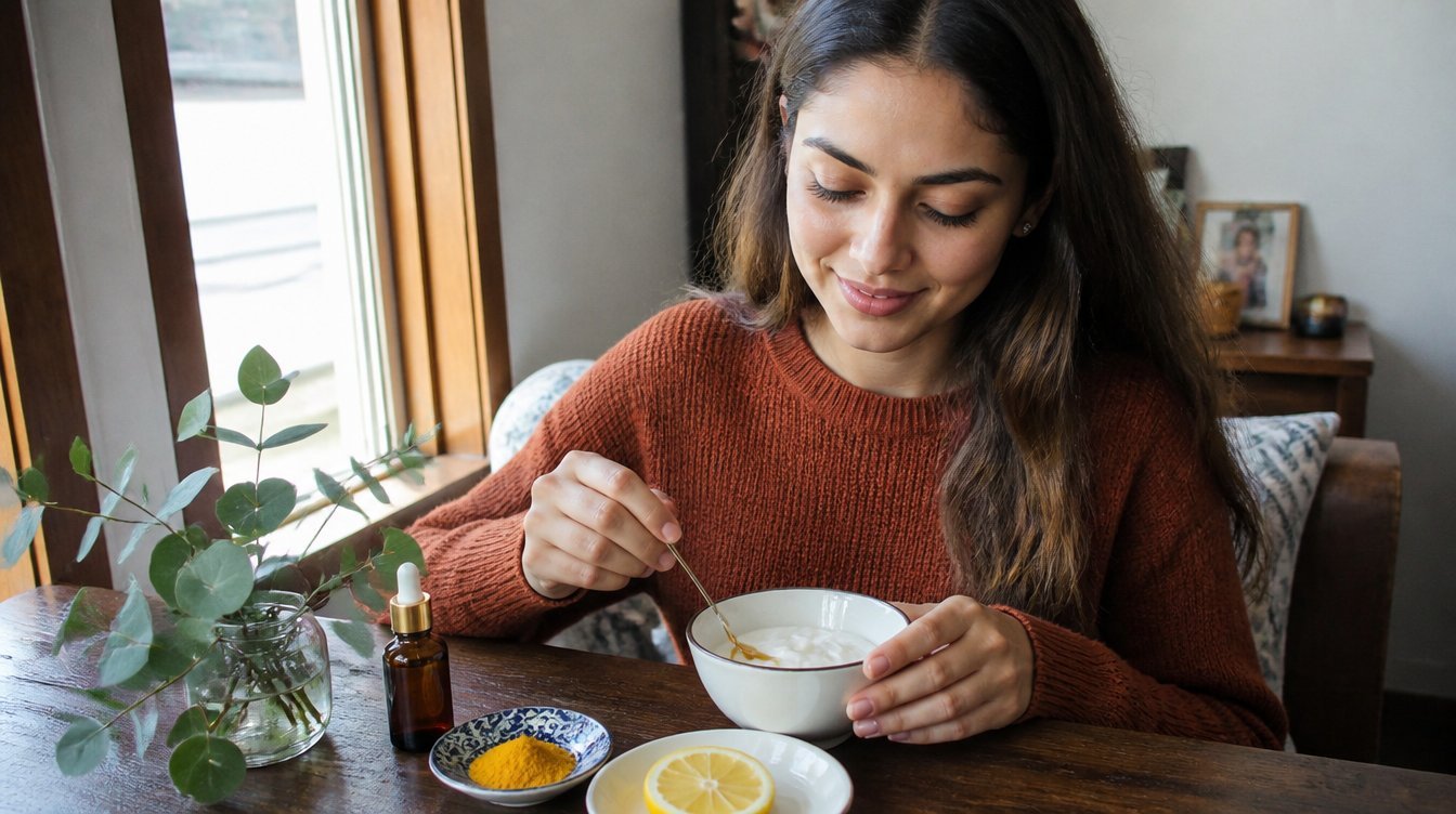 Kaira illustrating 11 ways to lighten your skin fast without chemicals in a candid home photograph