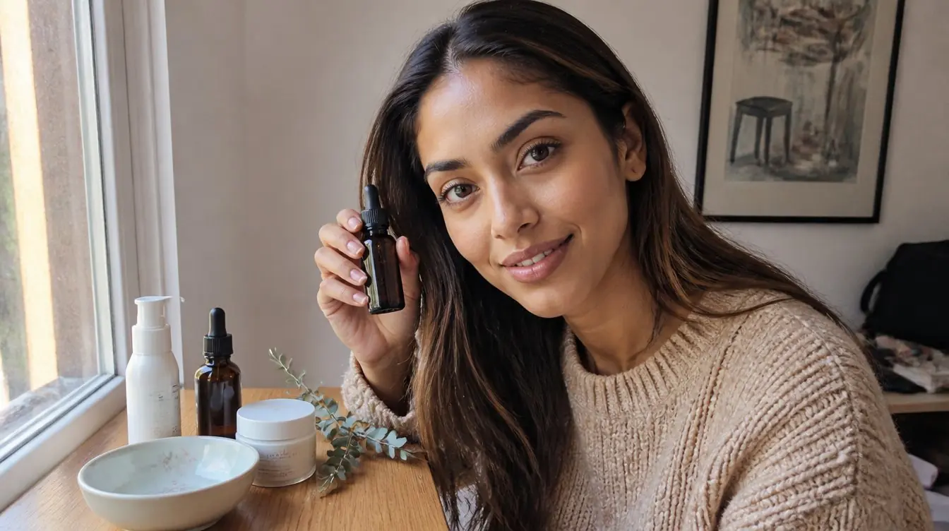 Kaira illustrating agedefying skincare in a candid home photograph