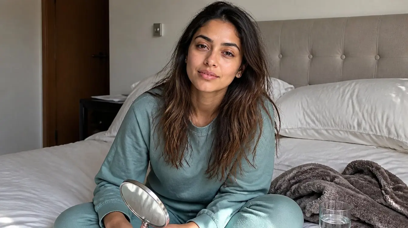 Kaira illustrating alcohol and skin in a candid home photograph
