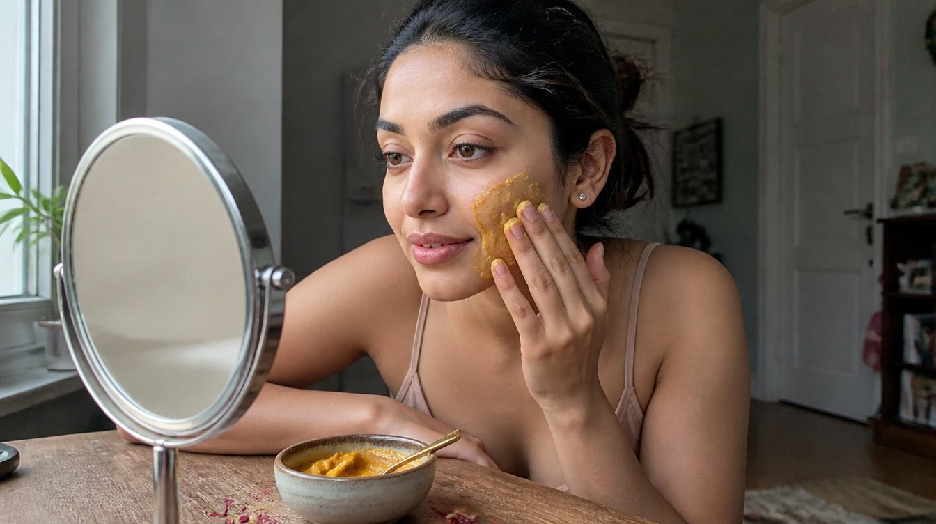 Kaira illustrating Ancient Beauty Secrets in a candid home photograph