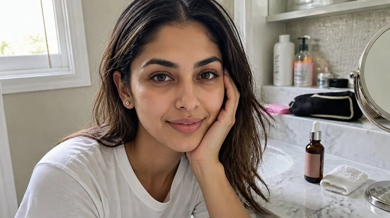 Kaira illustrating anti-aging in a candid home photograph