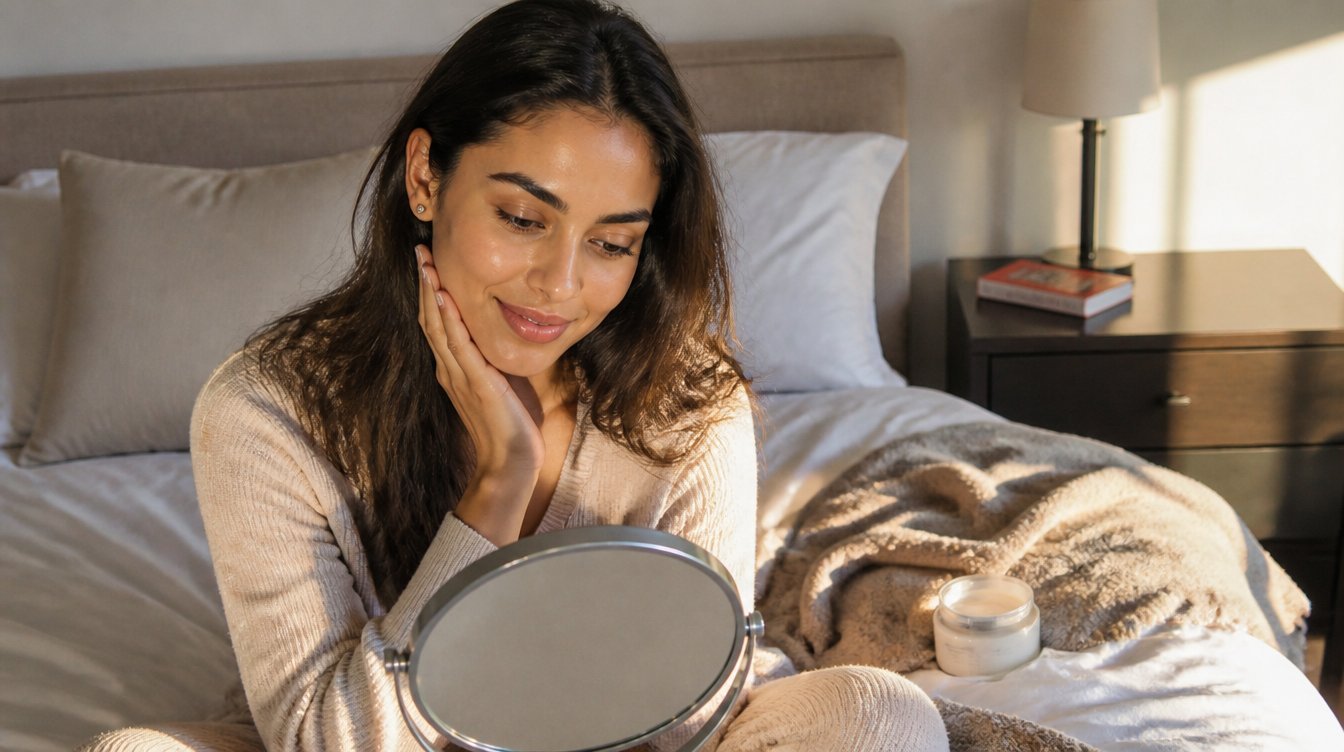 Kaira illustrating Beauty tips in a candid home photograph