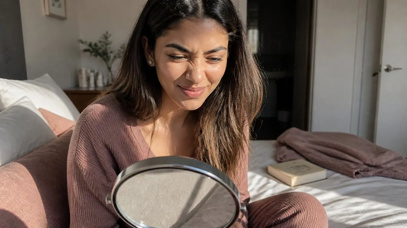 Kaira illustrating bunny lines in a candid home photograph