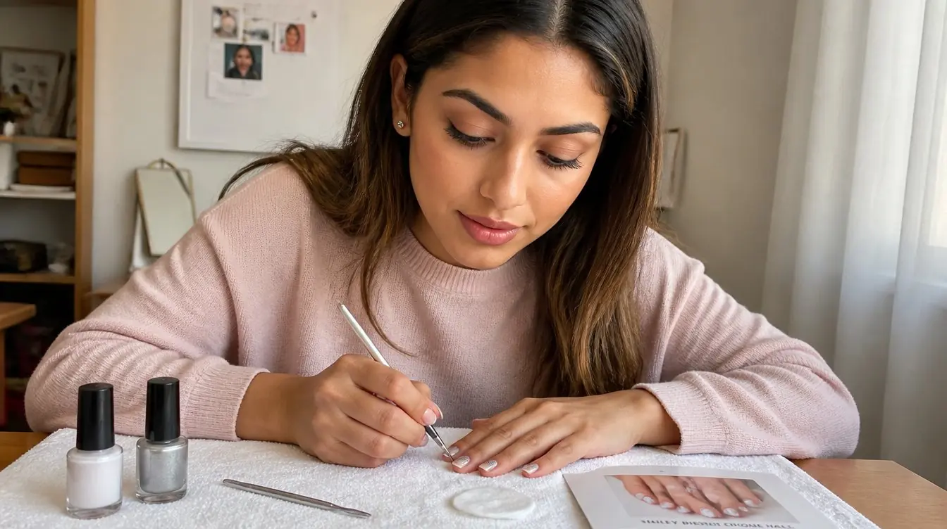 Kaira illustrating celebrity nail trends in a candid home photograph