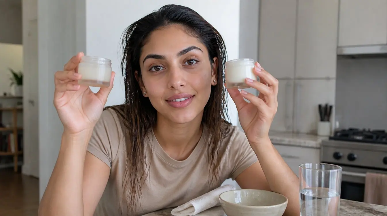 Kaira illustrating climate adaptive skincare in a candid home photograph