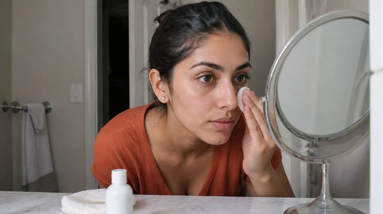 Kaira illustrating dry skin around your nose in a candid home photograph