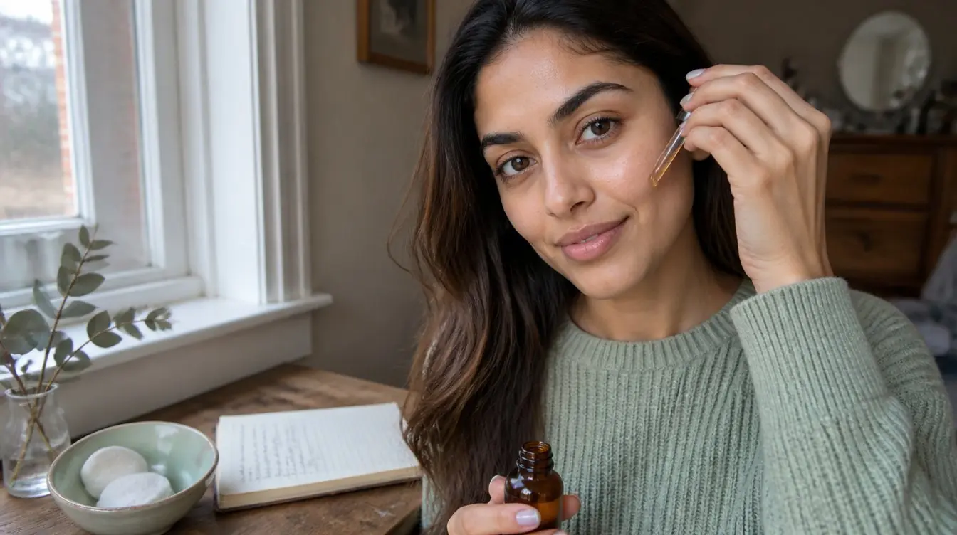 Skincare bottle with exosomes for skin serum on a marble bathroom counter