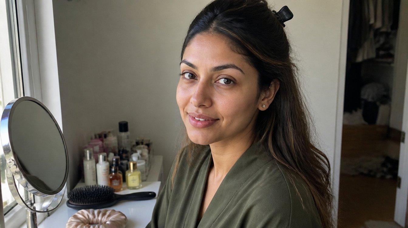 Kaira illustrating Hair in a candid home photograph