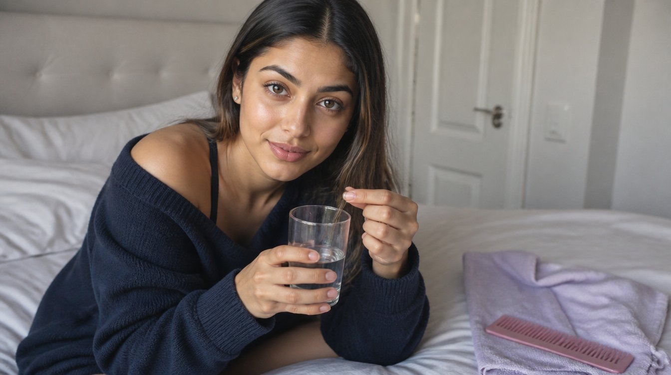 Kaira illustrating hair porosity in a candid home photograph