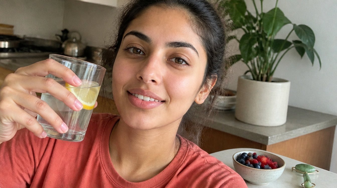 Kaira illustrating how to look naturally beautiful in a candid home photograph