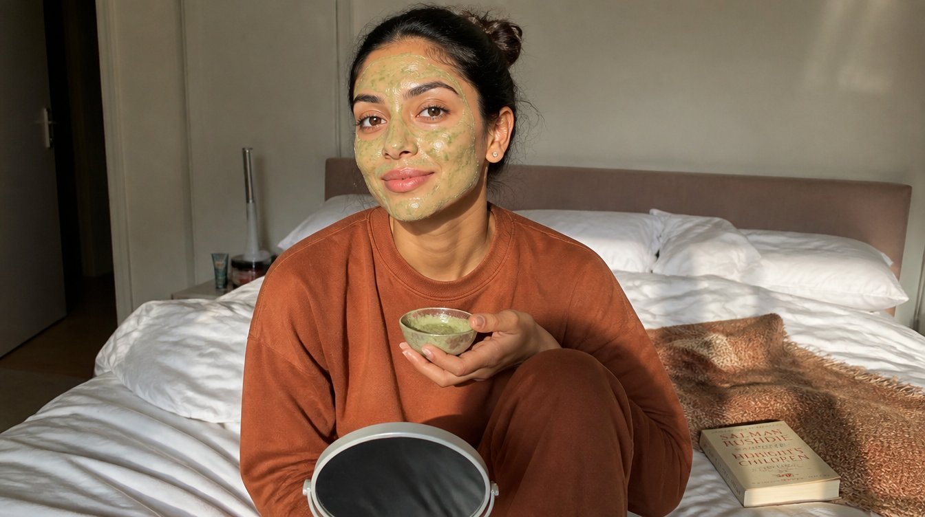Kaira illustrating moringa for skin in a candid home photograph