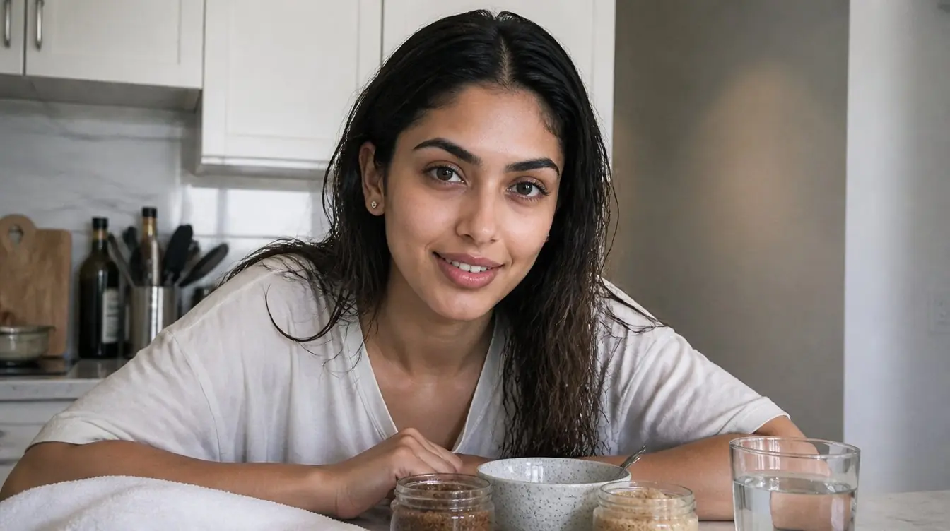 Kaira in a candid home photograph related to skin care