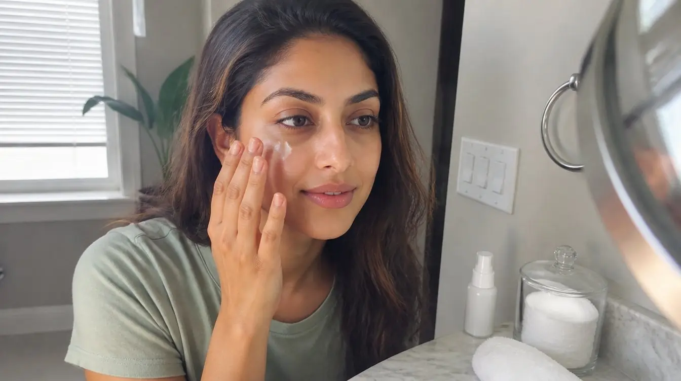 Kaira in a candid home photograph related to skin care