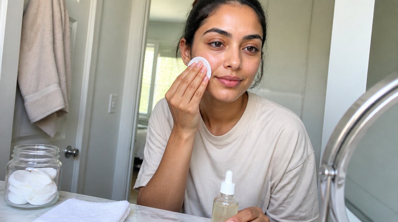 Kaira illustrating postpartum melasma treatment in a candid home photograph