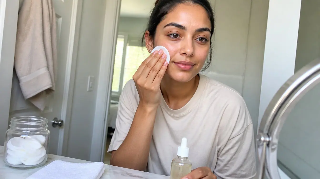 Kaira illustrating postpartum melasma treatment in a candid home photograph