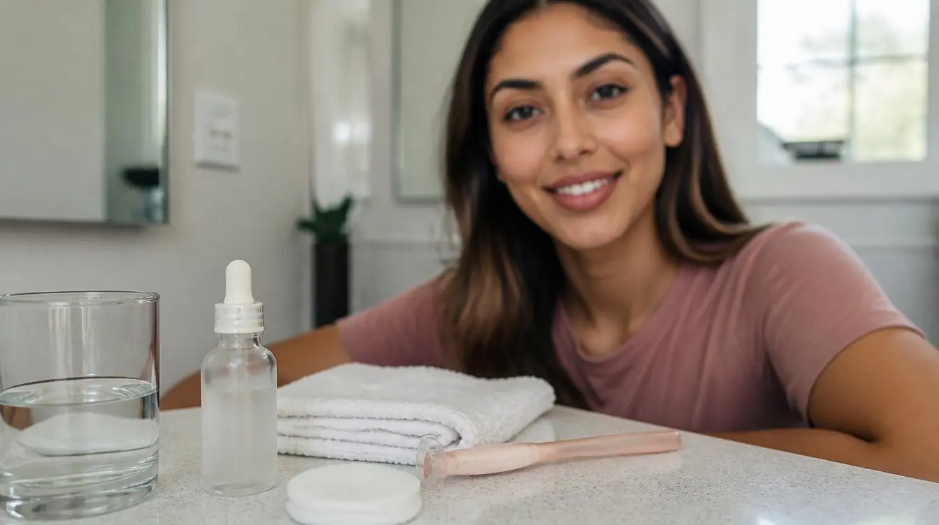 Kaira illustrating remove peach fuzz in a candid home photograph