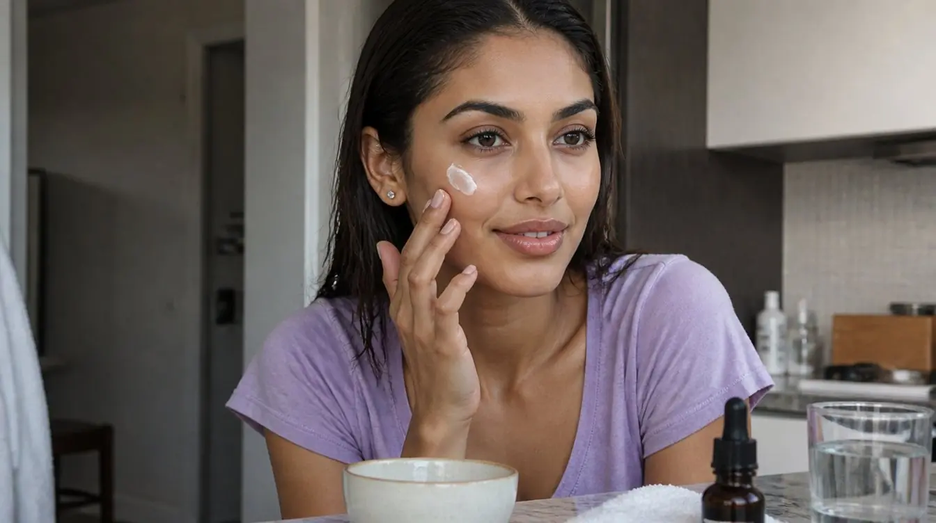 Kaira illustrating skin barrier in a candid home photograph