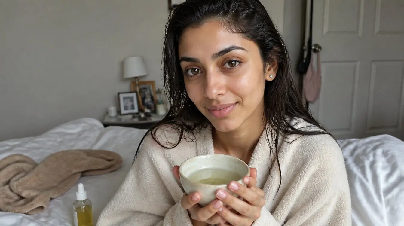 Kaira illustrating surprising beauty uses for onions in a candid home photograph
