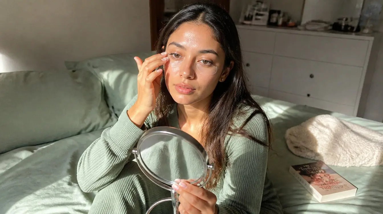 Kaira illustrating wrinkle patches in a candid home photograph